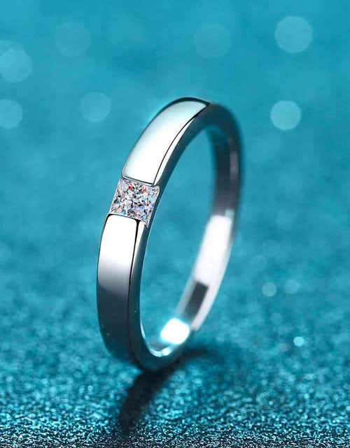 Load image into Gallery viewer, Inlaid Moissanite Rhodium-Plated Ring
