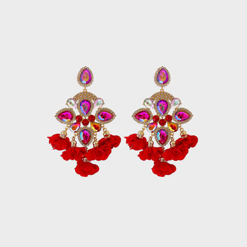 Load image into Gallery viewer, Flower Shape Rhinestone Alloy Dangle Earrings
