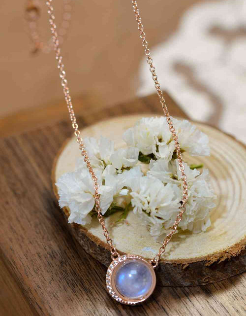 Load image into Gallery viewer, High Quality Natural Moonstone 18K Rose Gold-Plated 925 Sterling Silver Necklace
