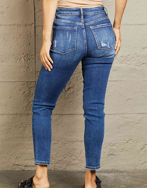 Load image into Gallery viewer, BAYEAS Mid Rise Distressed Slim Jeans
