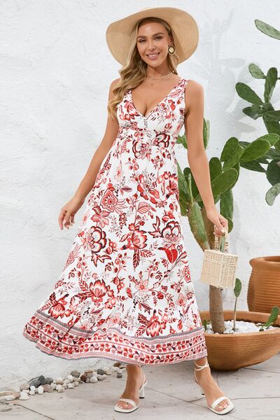 Load image into Gallery viewer, Printed V-Neck Wide Strap Dress
