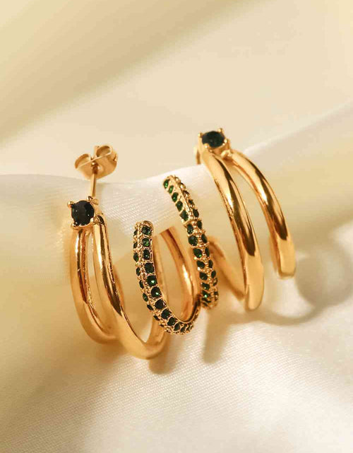 Load image into Gallery viewer, 18K Gold Plated Cubic Zirconia Wrap C-Hoop Earrings
