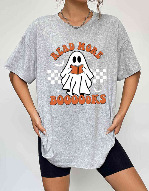 Load image into Gallery viewer, Round Neck Short Sleeve Ghost Graphic T-Shirt
