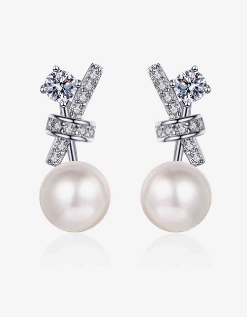 Load image into Gallery viewer, Pearl Moissanite Stud Earrings
