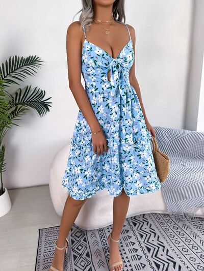 Load image into Gallery viewer, Printed Plunge Cap Sleeve Cami Dress
