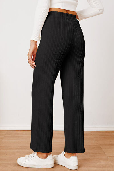 Load image into Gallery viewer, Textured Elastic Waist Straight Pants
