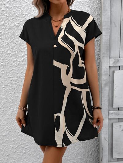 Load image into Gallery viewer, Printed Notched Short Sleeve Dress
