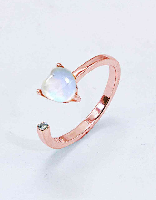 Load image into Gallery viewer, Inlaid Moonstone Heart Adjustable Open Ring
