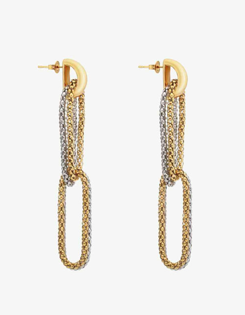 Load image into Gallery viewer, Gold-Plated D-Shaped Drop Earrings
