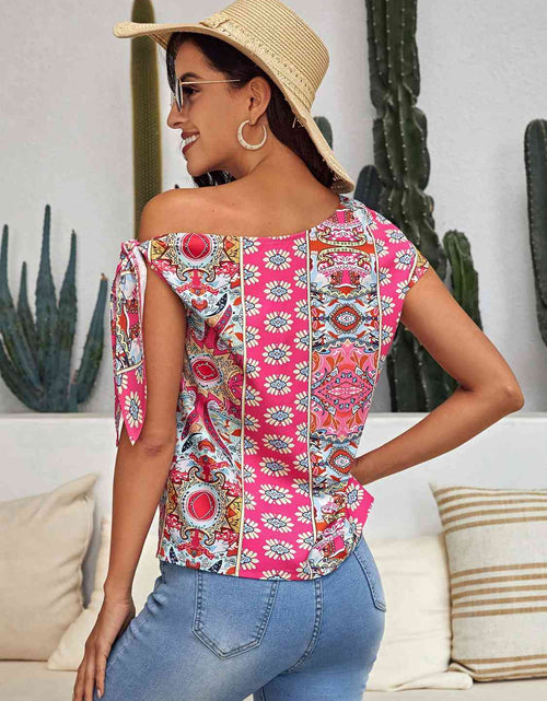 Load image into Gallery viewer, Printed Tied-Shoulder Single Shoulder Top
