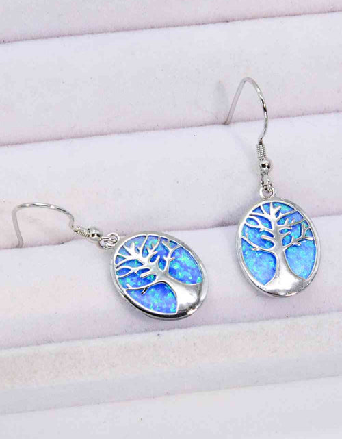 Load image into Gallery viewer, Opal Blue Platinum-Plated Drop Earrings
