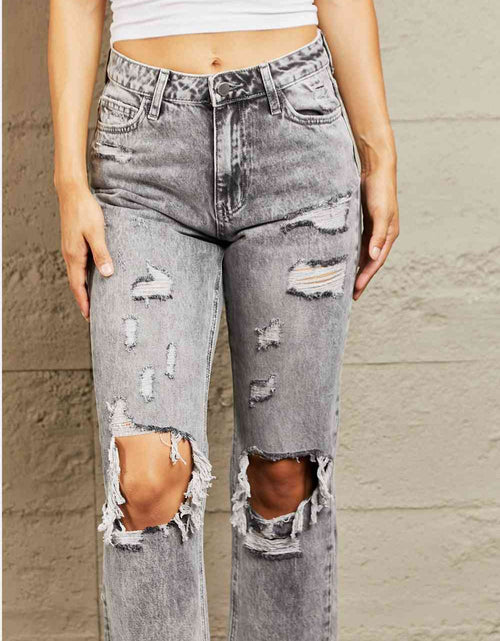 Load image into Gallery viewer, BAYEAS Acid Wash Distressed Straight Jeans
