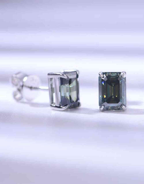 Load image into Gallery viewer, 2 Carat Moissanite Stud Earrings in Green
