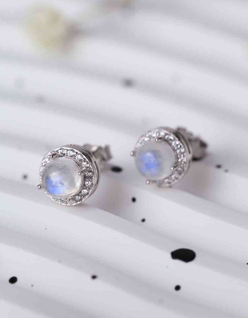 Load image into Gallery viewer, High Quality Natural Moonstone 925 Sterling Silver Stud Earrings
