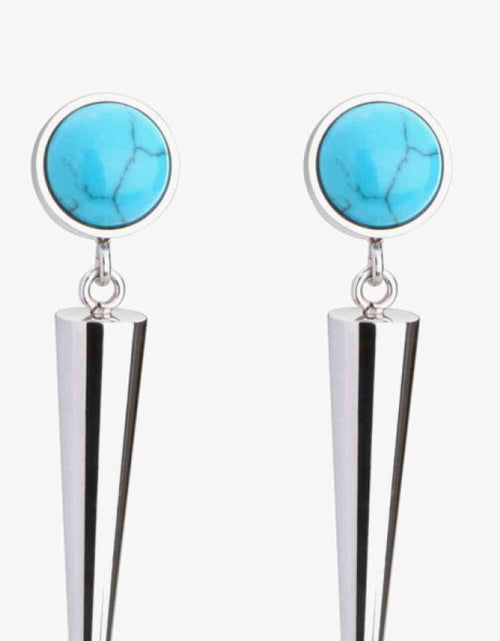 Load image into Gallery viewer, 18K Stainless Steel Turquoise Drop Earrings
