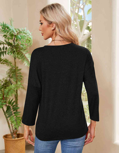 Load image into Gallery viewer, Round Neck Long Sleeve Drop Shoulder Blouse
