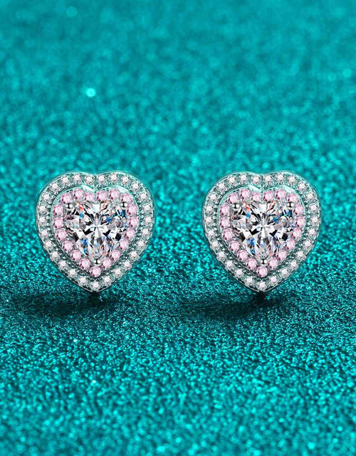 Load image into Gallery viewer, Moissanite Heart-Shaped Stud Earrings
