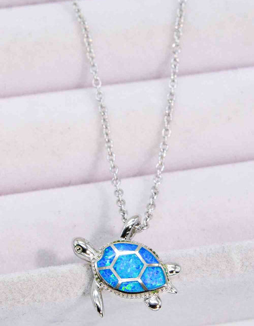 Load image into Gallery viewer, Opal Turtle Pendant Chain-Link Necklace
