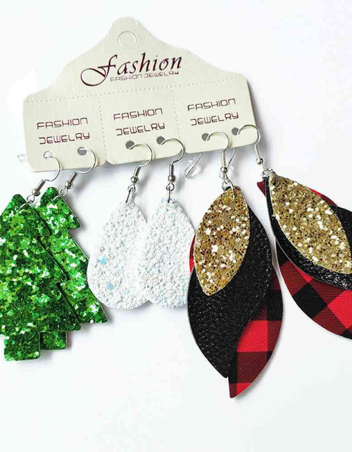 Load image into Gallery viewer, Christmas PU Earrings Set
