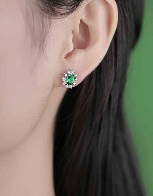 Load image into Gallery viewer, 1 Carat Lab-Grown Emerald Stud Earrings
