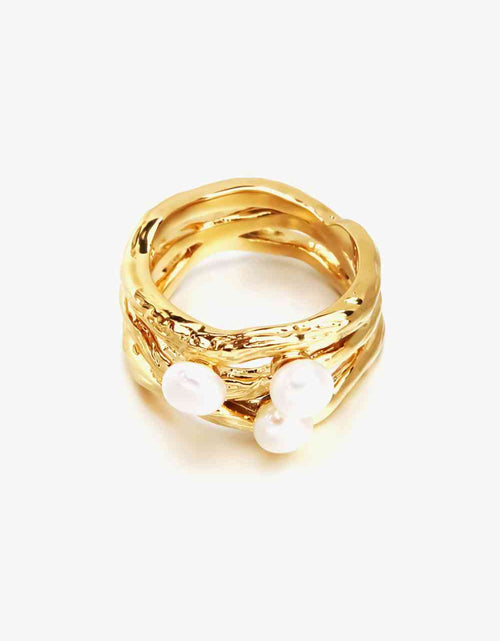 Load image into Gallery viewer, 18K Gold-Plated Three Pearl Ring
