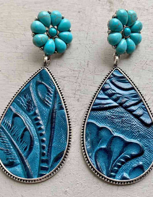 Load image into Gallery viewer, Turquoise Flower Teardrop Earrings
