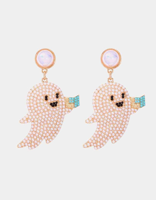 Load image into Gallery viewer, Ghost Shape Synthetic Pearl Dangle Earrings
