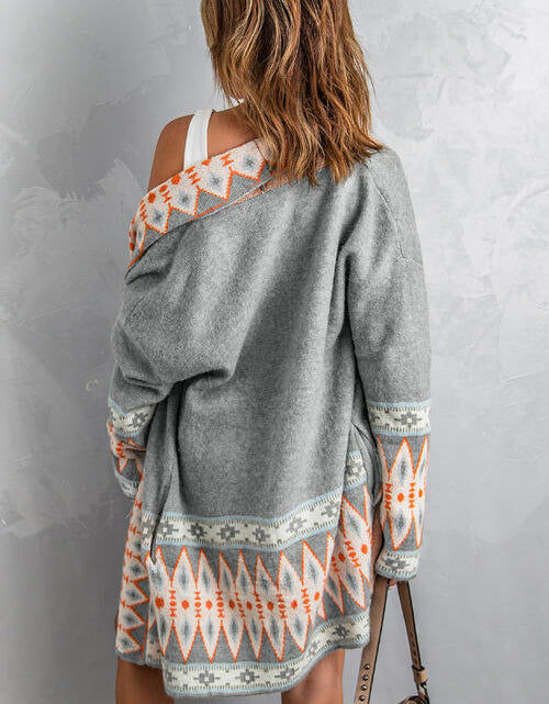 Load image into Gallery viewer, Geometric Open Front Long Sleeve Cardigan
