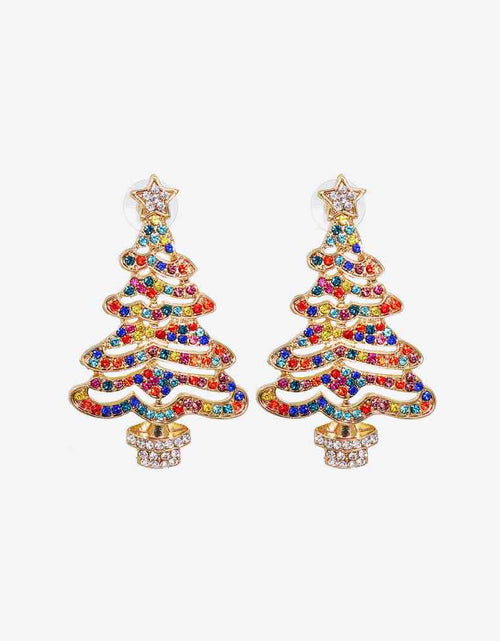 Load image into Gallery viewer, Rhinestone Alloy Christmas Tree Earrings
