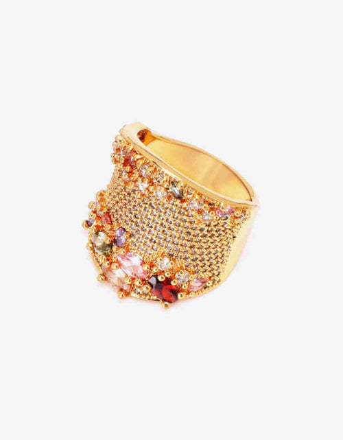 Load image into Gallery viewer, Multicolored Cubic Zirconia Textured Ring
