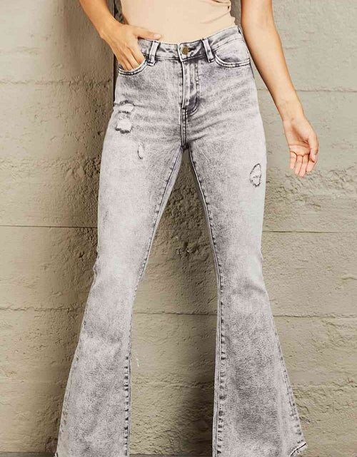 Load image into Gallery viewer, BAYEAS High Waisted Acid Wash Flare Jeans
