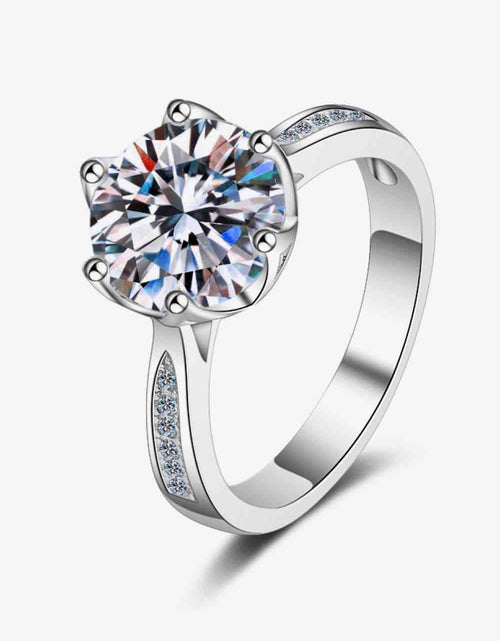 Load image into Gallery viewer, 3 Carat Moissanite Rhodium-Plated Side Stone Ring
