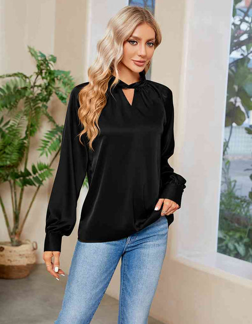 Load image into Gallery viewer, Cutout Mock Neck Long Sleeve Top
