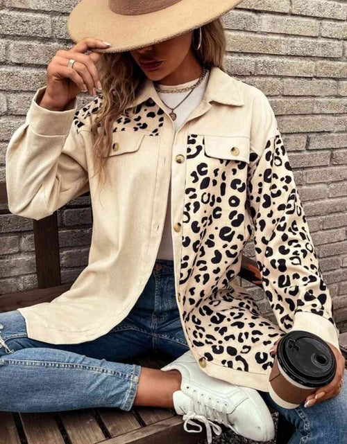 Load image into Gallery viewer, Full Size Leopard Collared Shirt
