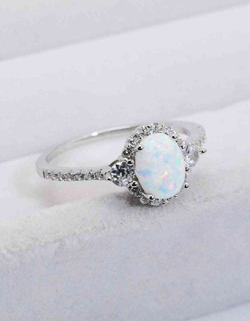 Load image into Gallery viewer, 925 Sterling Silver Platinum-Plated Opal Ring
