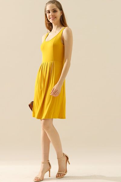 Load image into Gallery viewer, Doublju Full Size Round Neck Ruched Sleeveless Dress with Pockets
