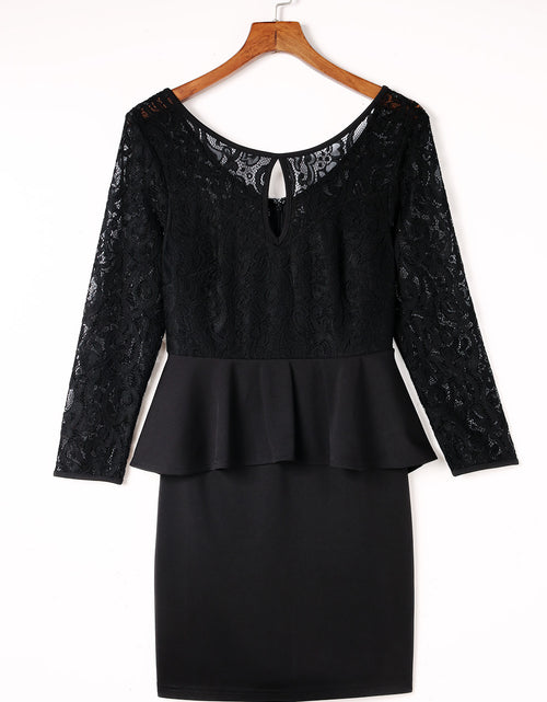 Load image into Gallery viewer, Lace Detail Long Sleeve Mini Dress
