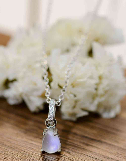 Load image into Gallery viewer, High Quality Natural Moonstone Teardrop Pendant 925 Sterling Silver Necklace
