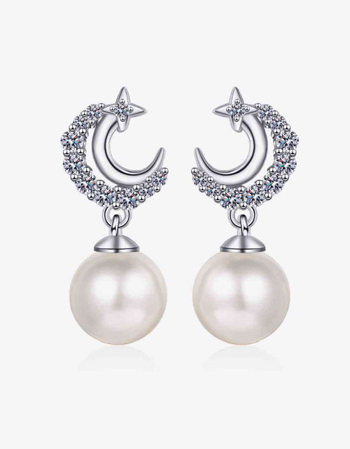 Load image into Gallery viewer, Moissanite Pearl Drop Earrings
