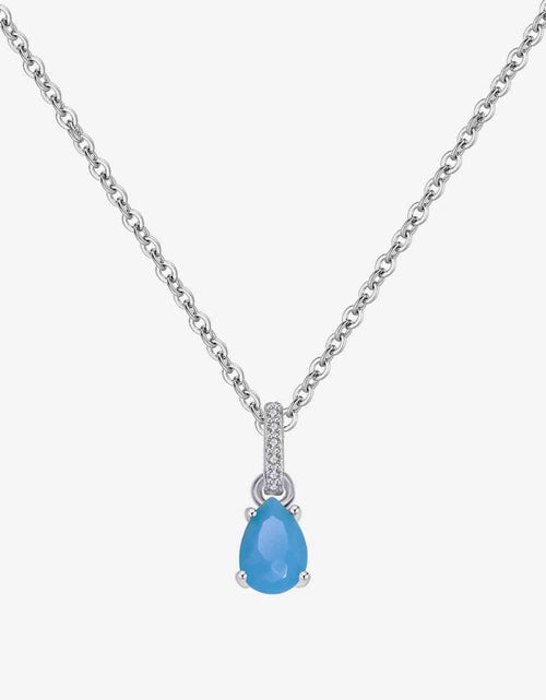 Load image into Gallery viewer, Teardrop Turquoise 4-Prong Pendant Necklace
