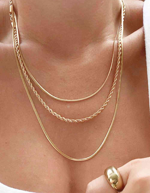 Load image into Gallery viewer, Stainless Steel 18K Gold-Plated Triple Layer Necklace
