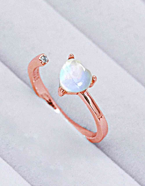 Load image into Gallery viewer, Inlaid Moonstone Heart Adjustable Open Ring
