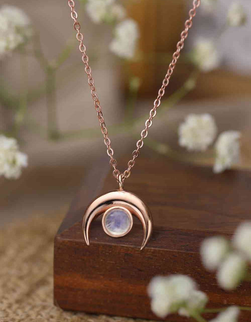 Load image into Gallery viewer, High Quality Natural Moonstone Moon Pendant 925 Sterling Silver Necklace
