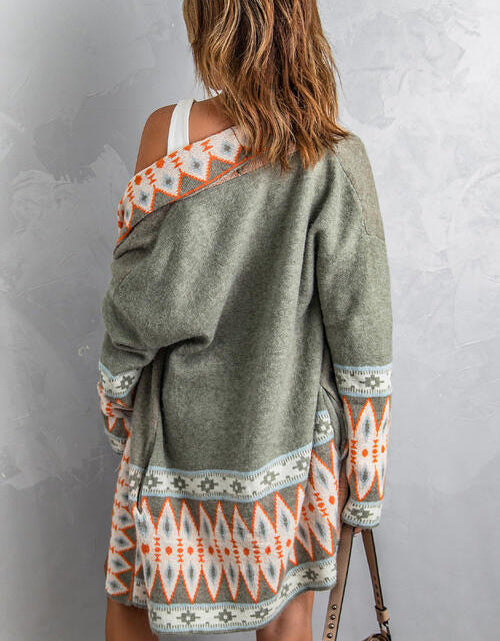 Load image into Gallery viewer, Geometric Open Front Long Sleeve Cardigan
