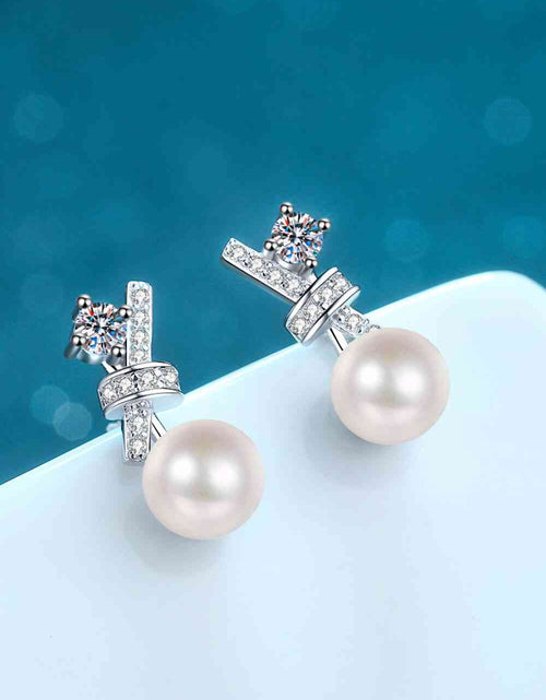 Load image into Gallery viewer, Pearl Moissanite Stud Earrings
