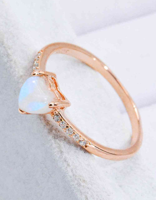 Load image into Gallery viewer, Natural Moonstone Heart 18K Rose Gold-Plated Ring
