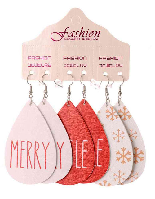 Load image into Gallery viewer, Christmas PU Earrings Set
