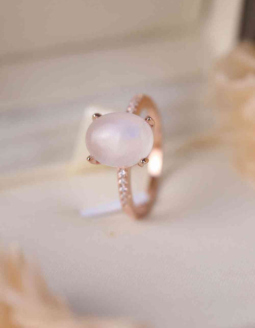 Load image into Gallery viewer, Natural Moonstone and Zircon Three-Piece Ring Set
