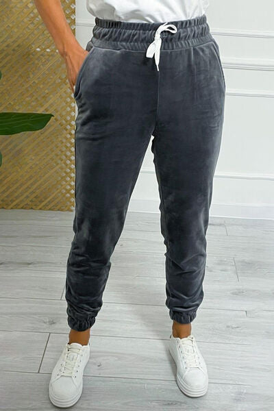 Load image into Gallery viewer, Wide Waistband Drawstring Cropped Joggers
