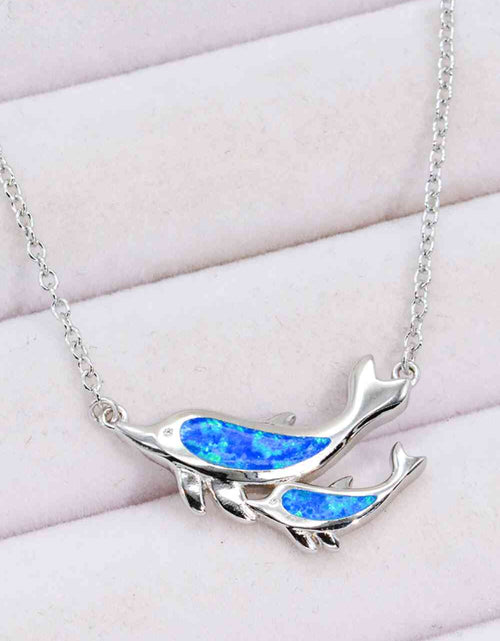 Load image into Gallery viewer, Opal Dolphin Chain-Link Necklace
